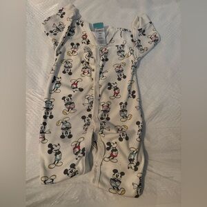 Disney White Mickey Mouse Print One-Piece Bodysuit